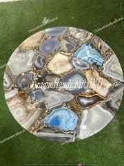 Home Decor Stone Coffee Table, Mid Century Modern Mix Agate Stone Table, Accent Table, Agate Slice table, Geode Agate Table, Side Table Unique Handicrafts IND