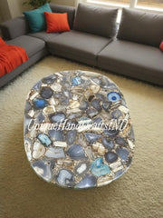 Kitchen and Dining Tables in Oval Shape Mix Agate Stone Coffee/Center/ Sofa Table Home Decor Mid Century Modern Furniture Gift For Her Unique Handicrafts IND