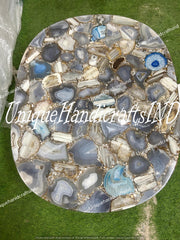 Kitchen and Dining Tables in Oval Shape Mix Agate Stone Coffee/Center/ Sofa Table Home Decor Mid Century Modern Furniture Gift For Her Unique Handicrafts IND