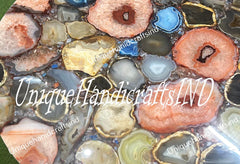 Elegant Mix Agate Stone Coffee Table Top/Round table/Accent Table/Gemstone table For Luxury Home Decor Furniture Unique Handicrafts IND