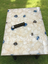 White Quartz and Blue Agate Table Top, Console Table, Agate Counter Top, Agate Dining Table, Agate Center Table, Living Room Decor Unique Handicrafts IND