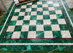 Christmas Gifts Unique chess set Malachite & Mother of Pearls Inlay Stone Mosaic Arts, handmade, luxurious resin Marble chess Board Unique Handicrafts IND