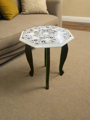 Side Table, Coffee Table, Marble Mid Century Center Table, Pietradura Lapis Lazuli Inlay Floral Art Handmade Furniture gift ideas,home décor Unique Handicrafts IND