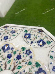 Side Table, Coffee Table, Marble Mid Century Center Table, Pietradura Lapis Lazuli Inlay Floral Art Handmade Furniture gift ideas,home décor Unique Handicrafts IND
