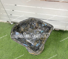 Labradorite stone sink, Labradorite wash basin, Gemstone Sink, Semi precious sink, Live Edge Art Handmade Vanity Sink, Basin Bathroom Sink Unique Handicrafts IND