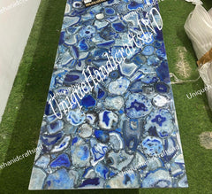 Kitchen & Living Room Decor Blue Agate Table, Agate Accent Table, Agate Stone Dining Table, Console Table, Stone Table,Agate Countertop Slab Unique Handicrafts IND
