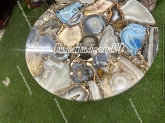 Home Decor Stone Coffee Table, Mid Century Modern Mix Agate Stone Table, Accent Table, Agate Slice table, Geode Agate Table, Side Table Unique Handicrafts IND