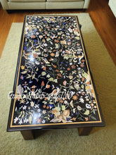 Handmade Black Marble Stone Sofa Center Meeting Dining tops Table Inlaid Marquetry Floral Birds Design Outdoor Decor Unique Handicrafts IND