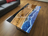 Epoxy Table Top / Wooden Resin Handmade Table Top / Blue River Epoxy table Top Unique Handicrafts IND