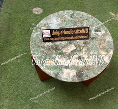 Round Amazonite Table – Unique Gemstone Decor, Handmade Furniture, Modern Accent Table, Natural Stone Home Decor – Perfect for Living Room Unique Handicrafts IND