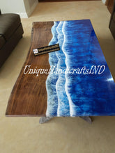 Luxury Ocean Epoxy Coffee Table – Handmade Resin River Table, Blue Ocean Wave Design, Custom Wood and Epoxy Furniture Unique Handicrafts IND