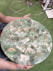 Elegant Amazonite Stone Table – Unique Gemstone Accent Table, Handmade Natural Stone Furniture, Home Decor, Blue Green Amazonite Decor Unique Handicrafts IND