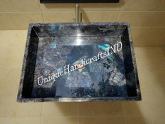 Buy Elegant Labradorite Gem stone Sink, Labradorite Wash Basin For Decorative Luxury Bathrooms Stone Wash Basin For Bathroom & Kitchen Decor Unique Handicrafts IND