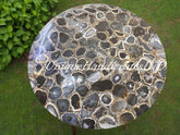 Natural Agate Stone Table Top – Black & Gold Agate Coffee Table, Crystal Side Table, Elegant Stone Countertop for Home Decor Unique Handicrafts IND