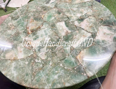 Round Amazonite Table – Unique Gemstone Decor, Handmade Furniture, Modern Accent Table, Natural Stone Home Decor – Perfect for Living Room Unique Handicrafts IND