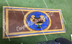 Elegant Marble Center Table Top with Lapis & Semi Precious Inlay Art – Luxury Decorative Table, Handcrafted Gemstone Inlay Furniture Unique Handicrafts IND