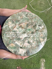 Elegant Amazonite Stone Table – Unique Gemstone Accent Table, Handmade Natural Stone Furniture, Home Decor, Blue Green Amazonite Decor Unique Handicrafts IND