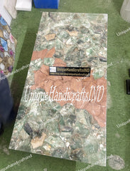 Rainbow Fluorite Quartz Crystal Coffee Table | Luxury Kitchen & Dining Countertop Slabs Unique Handicrafts IND