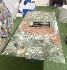 Rainbow Fluorite Quartz Crystal Coffee Table | Luxury Kitchen & Dining Countertop Slabs Unique Handicrafts IND