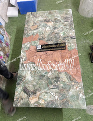 Rainbow Fluorite Quartz Crystal Coffee Table | Luxury Kitchen & Dining Countertop Slabs Unique Handicrafts IND