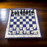 Lapis Lazuli & Mother of Pearl Chess Set - Handmade Stone Chess Board with Pieces, Luxury Chess Set, Decorative Game, Unique Gift Unique Handicrafts IND