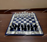 Christmas Gifts Handmade Marble Chess Set With Board Inlay With Mother of Pearl & Lapis lazuli Inlay Minimalist Design Birthday Gift Her Unique Handicrafts IND