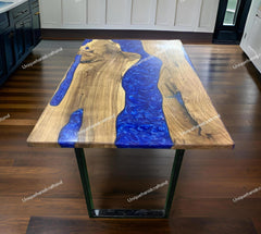 Blue Epoxy Coffee Table Top, River Table, Live edge dining, Epoxy Dining Table, Epoxy Table, Epoxy River Table, Dining Room Table Unique Handicrafts IND
