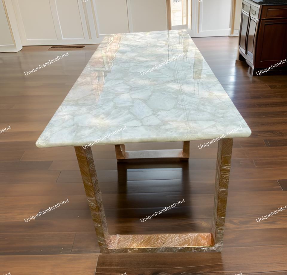 Quartz Stone Coffee Table – Luxury Quartz Countertop Dining Table – Kitchen Island & Backlit Slab – Stone Bar Countertop Decor Unique Handicrafts IND