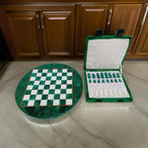 Luxury Green Malachite Chess Set with Pieces – Handcrafted Inlay Stone Art Unique Handicrafts IND