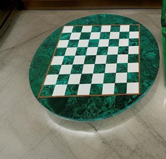 Luxury Green Malachite Chess Set with Pieces – Handcrafted Inlay Stone Art Unique Handicrafts IND
