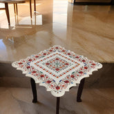 White Marble Coffee Table – Artistic Semi-Precious Stone Inlay, Handmade Indian Pietra Dura Art Unique Handicrafts IND