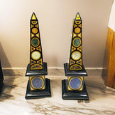 Handmade Stone Art Black Marble Obelisk | Luxury Semi-Precious Stone Decor | Energy Healing Crystal Tower Unique Handicrafts IND