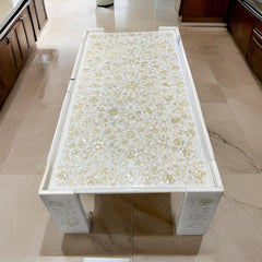 Mother of Pearl Inlay Marble Coffee Table – Luxury Dining Table & Elegant Home Decor Unique Handicrafts IND
