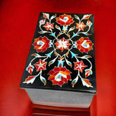 Elegant Marble Jewelry Box – Semi-Precious Stone Inlay, Antique Jewelry Storage Unique Handicrafts IND