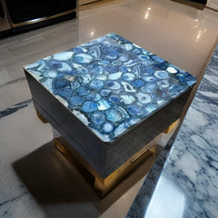 Luxury Blue Agate Coffee Table - Square Shape, Garden, Office, Patio & Center Table Unique Handicrafts IND
