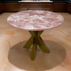 Rose Quartz Crystal Table - Luxury Gemstone Furniture - Elegant Home Décor Piece Unique Handicrafts IND