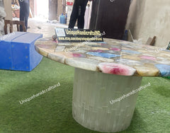 Luxury Mixed Agate Stone Coffee Table – Elegant Living Room Centerpiece Unique Handicrafts IND