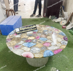 Luxury Mixed Agate Stone Coffee Table – Elegant Living Room Centerpiece Unique Handicrafts IND