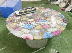 Luxury Mixed Agate Stone Coffee Table – Elegant Living Room Centerpiece Unique Handicrafts IND