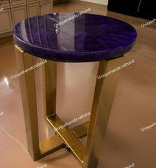 Elegant Amethyst Stone Coffee Table With Stand – Luxury Gemstone Accent Table for Home & Office Unique Handicrafts IND