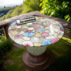Luxury Mixed Agate Stone Coffee Table – Elegant Living Room Centerpiece Unique Handicrafts IND