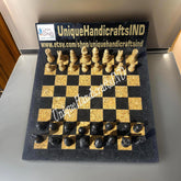 Black Marble Chess Set with Pieces - Luxury Stone Inlay Chess Set, Handmade Unique Home Decor, Elegant Game Set Gift Unique Handicrafts IND