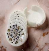 Halloween Sale Marble Coasters set With holder For Drinks Unique Inlay Pietra Dura Art Unique Handicrafts IND