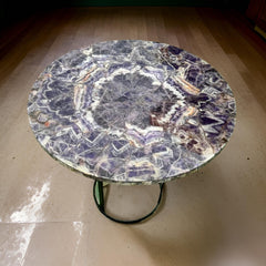 Elegant Amytshet Gemstone Tabletop – Handmade Stone Coffee/Dining/Bedside Table – Home & Office Decor Unique Handicrafts IND