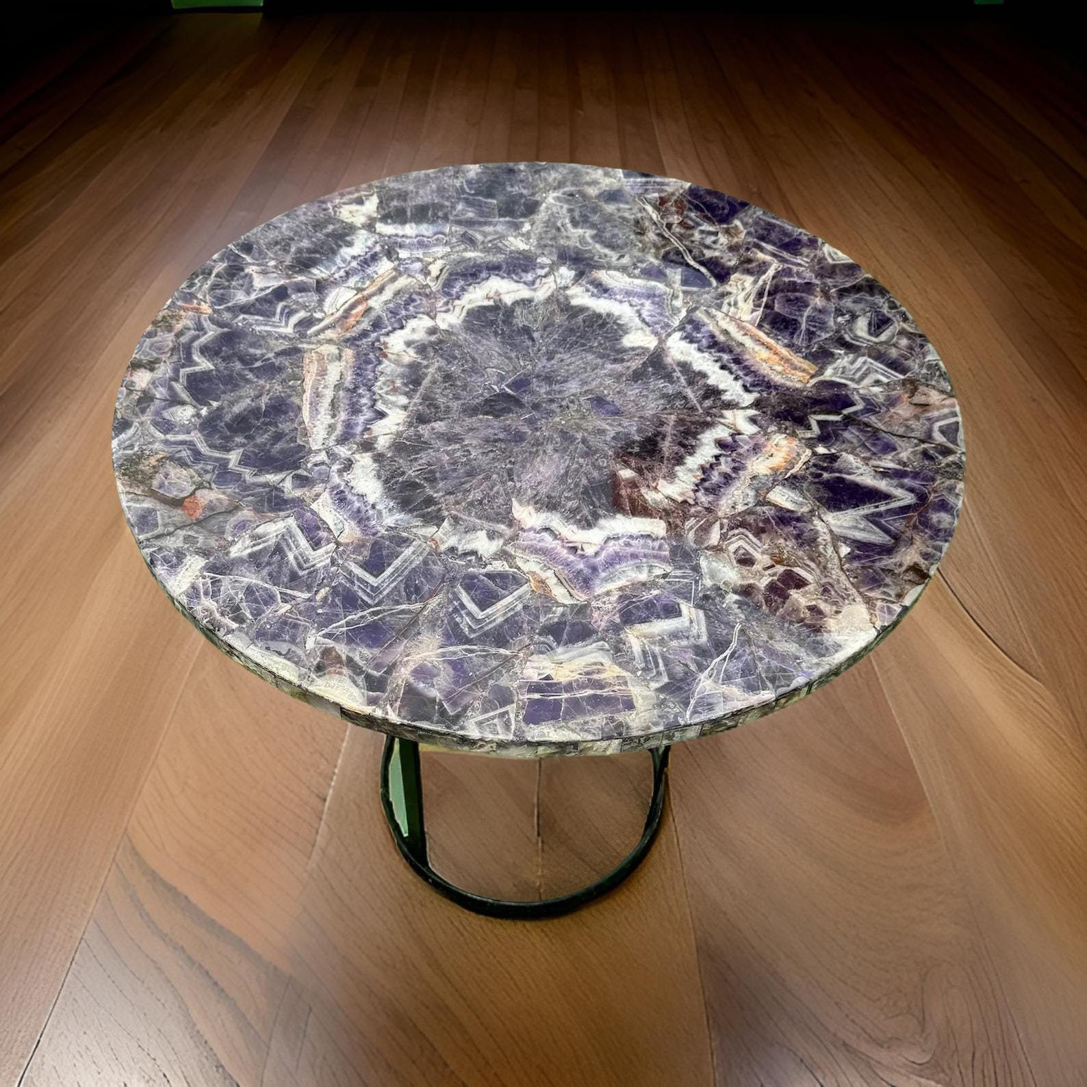 Elegant Amytshet Gemstone Tabletop – Handmade Stone Coffee/Dining/Bedside Table – Home & Office Decor Unique Handicrafts IND