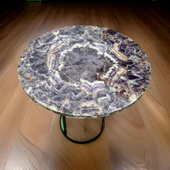 Elegant Amytshet Gemstone Tabletop – Handmade Stone Coffee/Dining/Bedside Table – Home & Office Decor Unique Handicrafts IND
