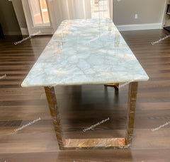Quartz Stone Coffee Table – Luxury Quartz Countertop Dining Table – Kitchen Island & Backlit Slab – Stone Bar Countertop Decor Unique Handicrafts IND