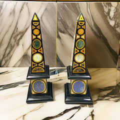 Handmade Stone Art Black Marble Obelisk | Luxury Semi-Precious Stone Decor | Energy Healing Crystal Tower Unique Handicrafts IND