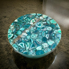 Green Agate Stone Coffee Table | Gemstone Table | Luxury Quartz Slab Furniture | Handmade Stone Top Table | Unique Home Decor Unique Handicrafts IND