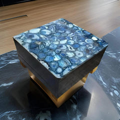 Luxury Blue Agate Coffee Table - Square Shape, Garden, Office, Patio & Center Table Unique Handicrafts IND